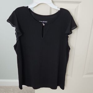 Catherine Malandrino Black Ruffled Flutter Sleeve Blouse